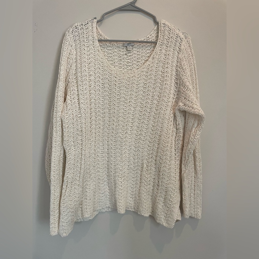 J. Jill Cream Crew Neck Sweater with Chunky Knit